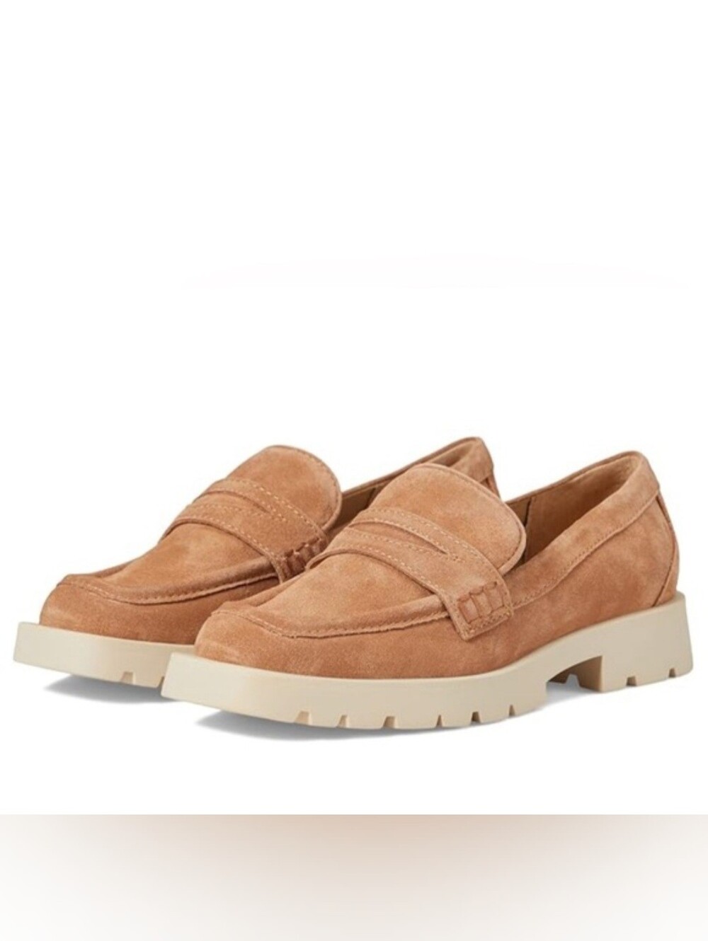 Dolce Vita NWT Elias Dune Suede Penny Loafers Lug Soles Tan